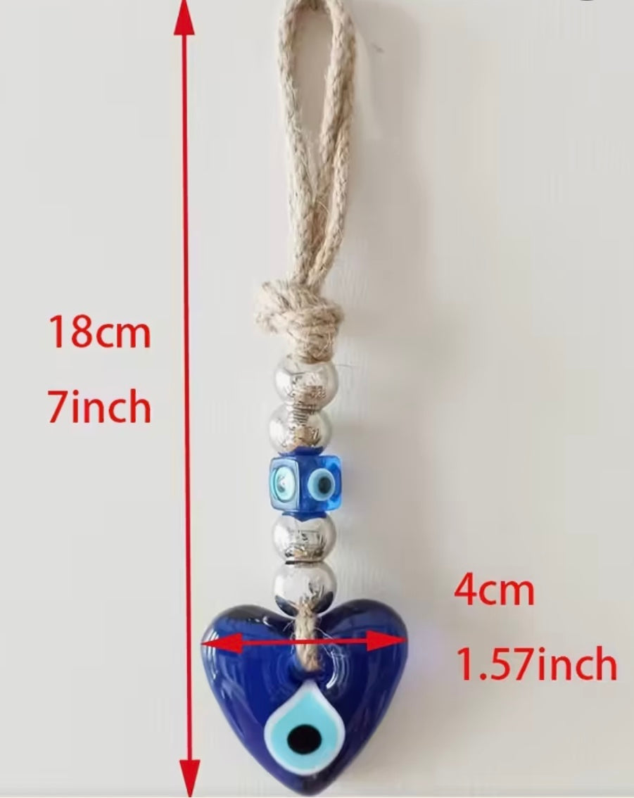 PROTECTION - Evil Eye Heart Glass Hanger